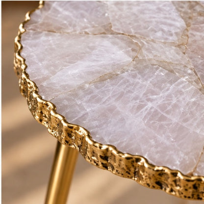 Rose Quartz Agate Round Side Table – Natural Edge