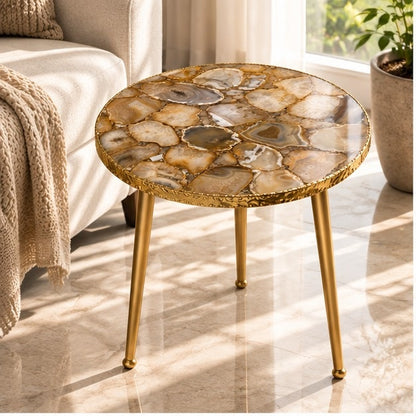 Golden Agate Round Side Table
