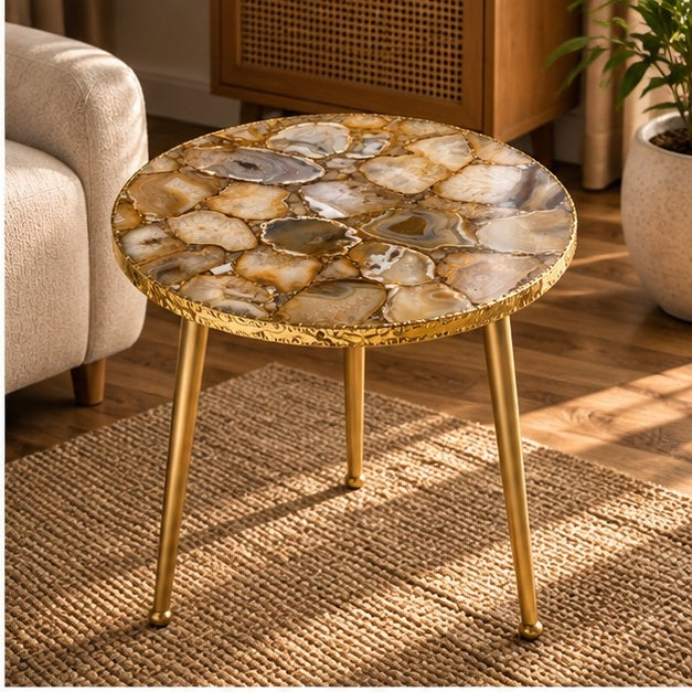 Golden Agate Round Side Table