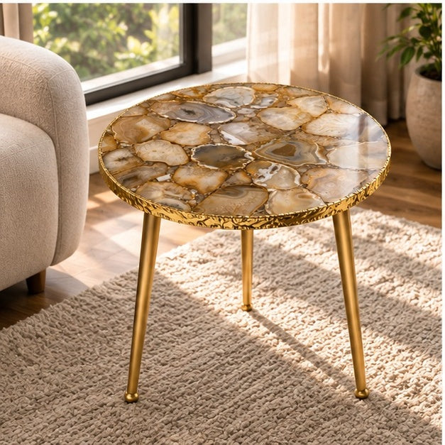 Golden Agate Round Side Table