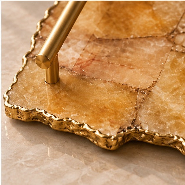Large Golden Brown Agate Organic Edge Tray