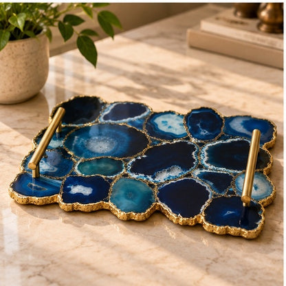 Large Blue Agate Organic Edge Tray