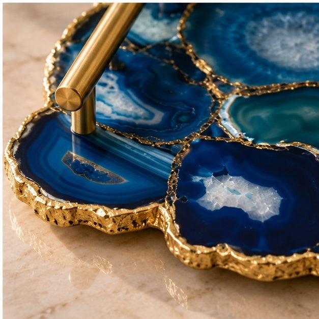 Large Blue Agate Organic Edge Tray
