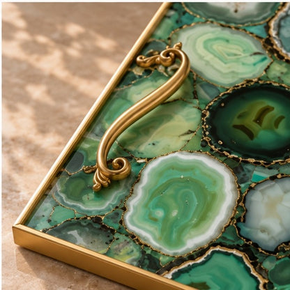 Light Green Agate Square Tray