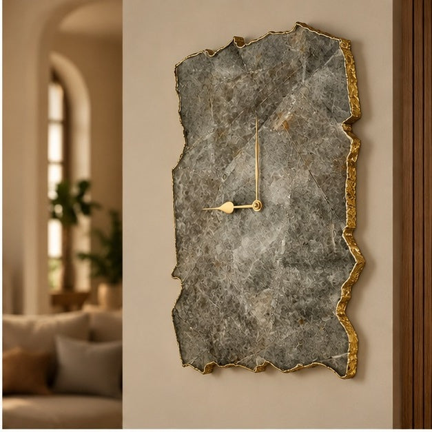 Grey agate wall clock in an arched alcove
