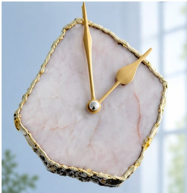 White Agate Mirror Wall Clock – 10 Inch