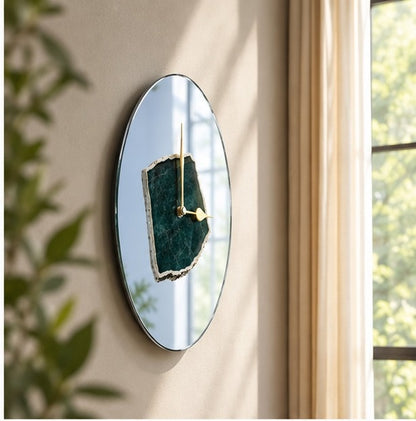 Green Aventurine Mirror Wall Clock – 10 Inch