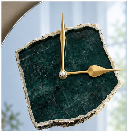 Green Aventurine Mirror Wall Clock – 10 Inch