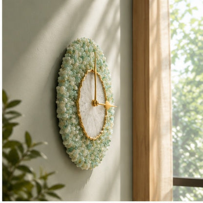Light Green Crystal Agate Wall Clock – 6 Inch