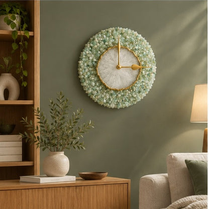 Light Green Crystal Agate Wall Clock – 6 Inch