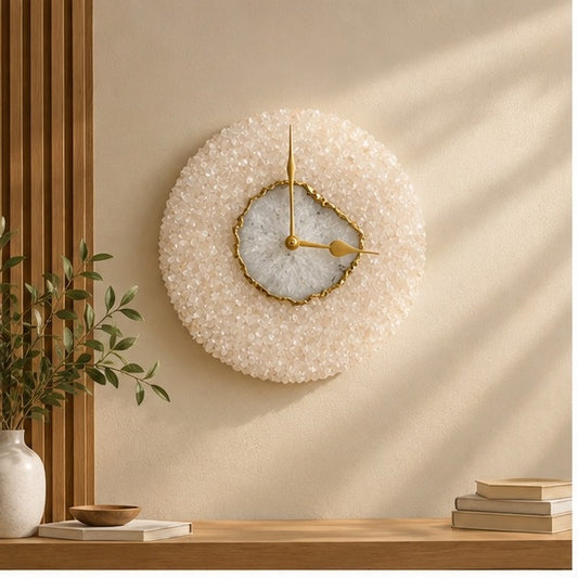 Peach Crystal Agate Wall Clock – 10 Inch