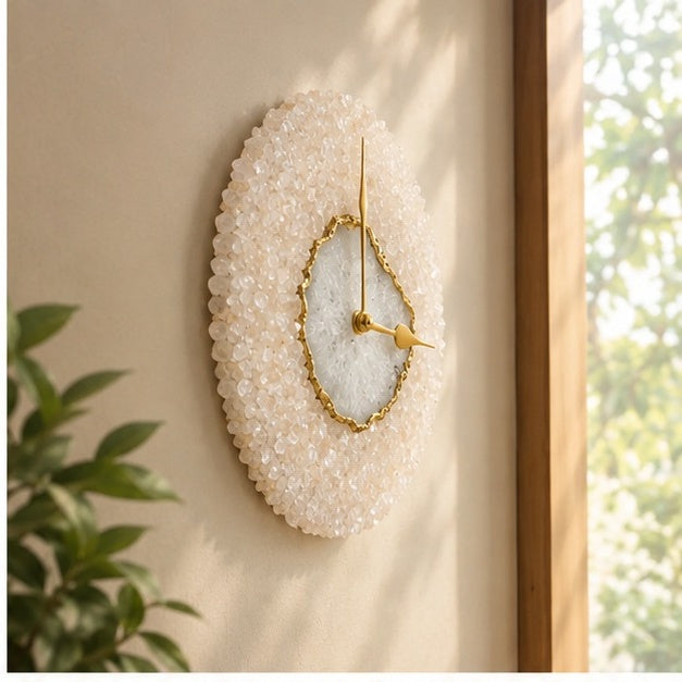 Peach Crystal Agate Wall Clock – 10 Inch