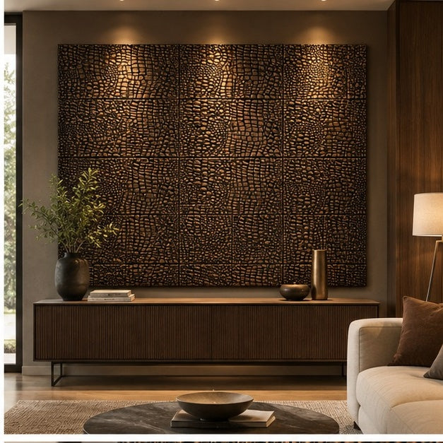 Croc Skin Metal Wall Tiles – Set of 4