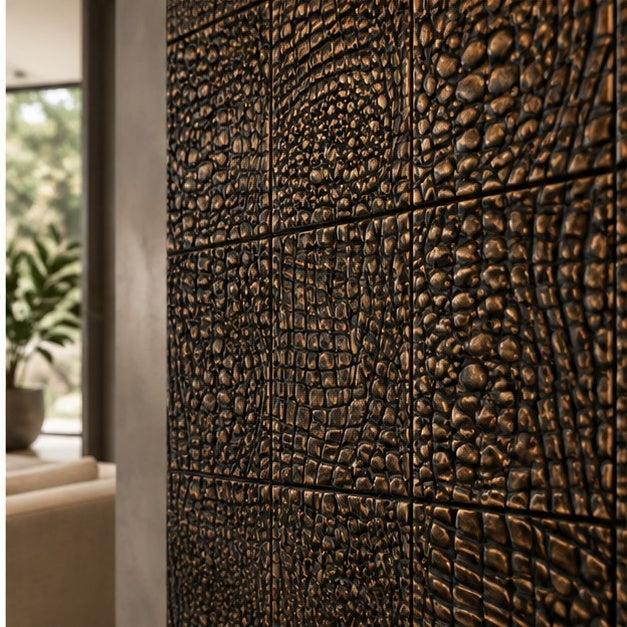 Croc Skin Metal Wall Tiles – Set of 4