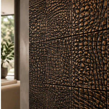 Croc Skin Metal Wall Tiles – Set of 4
