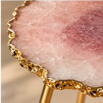 Small Rose Quartz Agate Organic Edge Side Table
