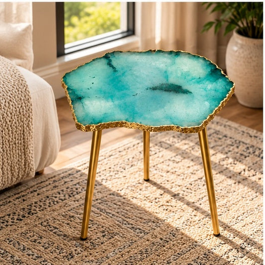 Small Aqua Agate Organic Edge Side Table