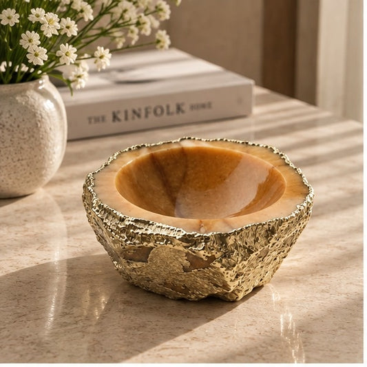 Mustard Yellow Agate Geode Bowl