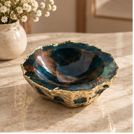 Earth Blue Agate Geode Bowl