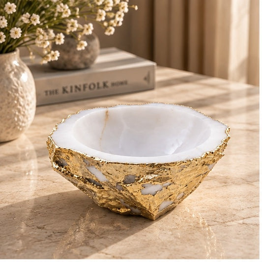 White Agate Geode Bowl