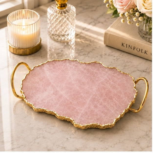 Rose Quartz Organic Edge Tray