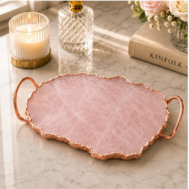 Rose Quartz Organic Edge Tray
