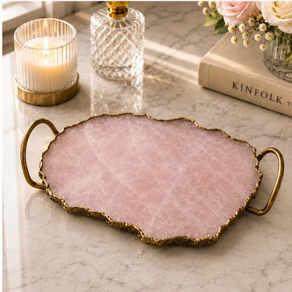 Rose Quartz Organic Edge Tray