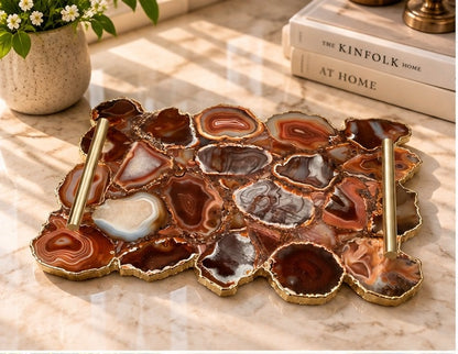 Large Red Agate Organic Edge Tray