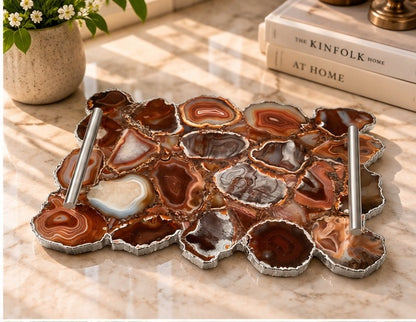 Large Red Agate Organic Edge Tray