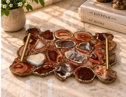 Large Red Agate Organic Edge Tray