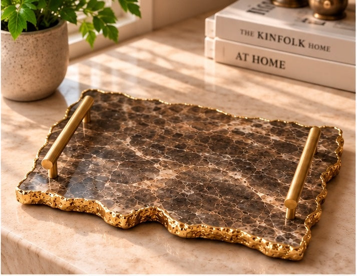 Large Smoky Grey Agate Organic Edge Tray