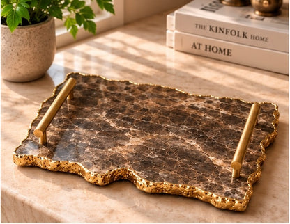Large Smoky Grey Agate Organic Edge Tray