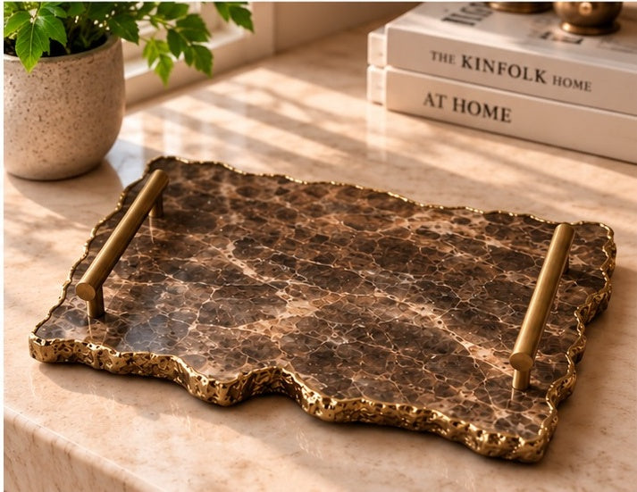Large Smoky Grey Agate Organic Edge Tray