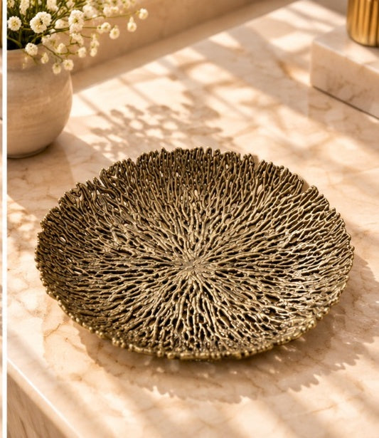 Coral metal tray in the antique bronze finish