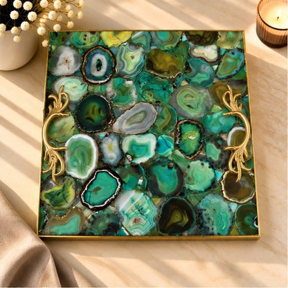Light Green Agate Square Tray