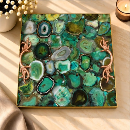 Light Green Agate Square Tray