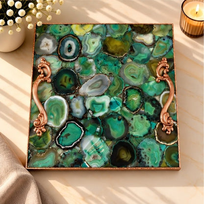 Light Green Agate Square Tray