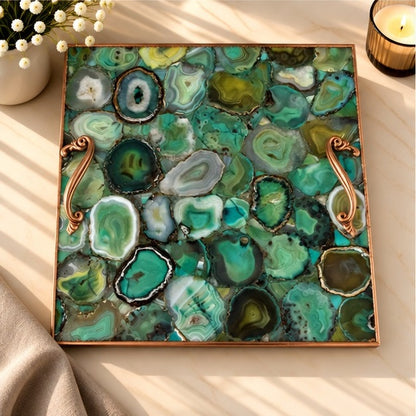 Light Green Agate Square Tray