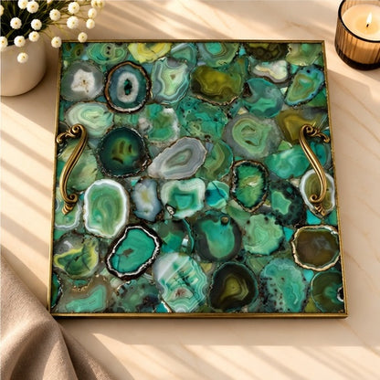 Light Green Agate Square Tray
