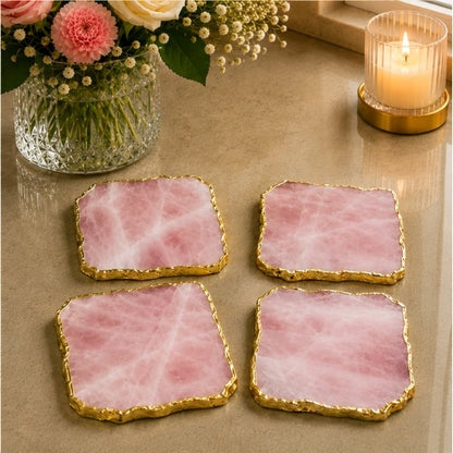 Rose Quartz Organic Edge Coasters – Set of 4