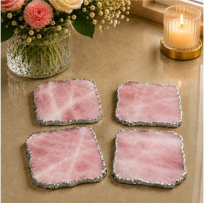 Rose Quartz Organic Edge Coasters – Set of 4