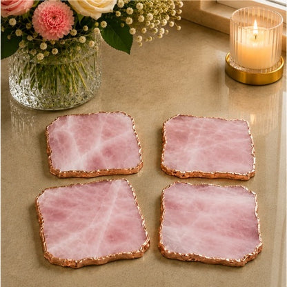 Rose Quartz Organic Edge Coasters – Set of 4