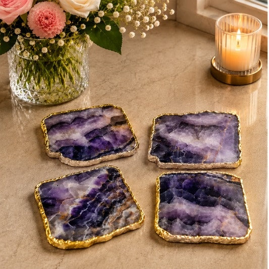 Amethyst Organic Edge Coasters – Set of 4