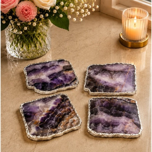 Amethyst Organic Edge Coasters – Set of 4