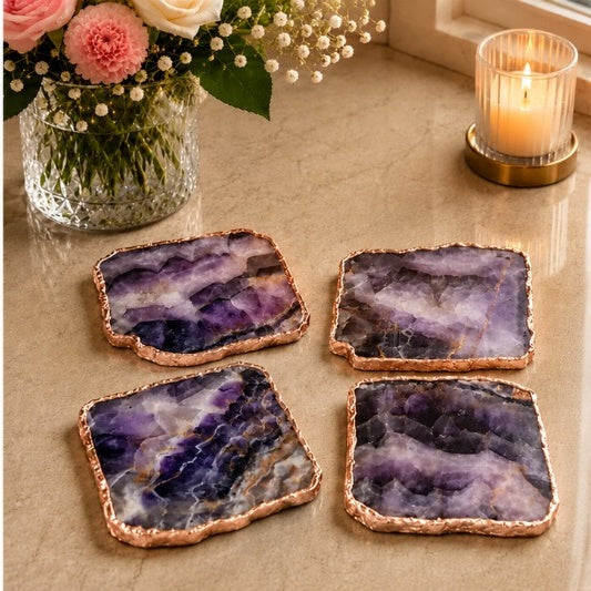 Amethyst Organic Edge Coasters – Set of 4