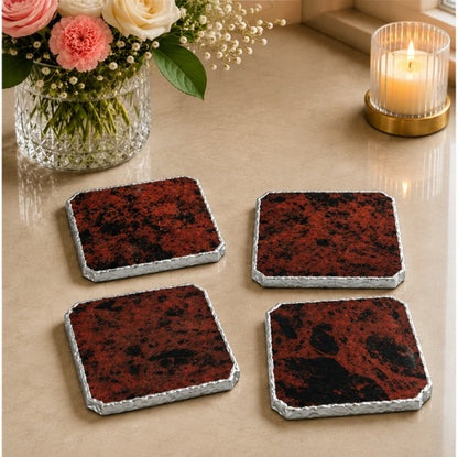 Mahogany Glass Organic Edge Coasters – Set of 4