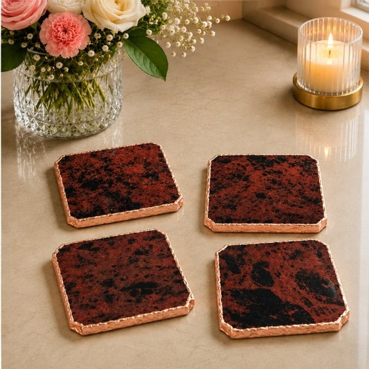 Mahogany Glass Organic Edge Coasters – Set of 4