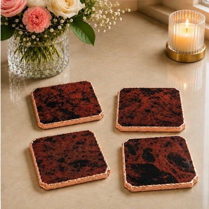 Mahogany Glass Organic Edge Coasters – Set of 4