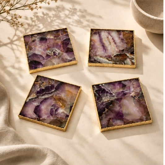 Amethyst Square Coasters – Set of 4