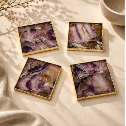 Amethyst Square Coasters – Set of 4